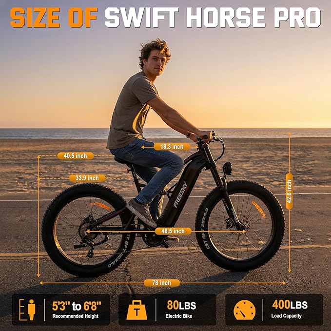 FREESKY 3500W BAFANG Motor Electric Bike for Adults, 48V 30Ah Samsung Cells Battery Ebike 120 Miles, 38+MPH, 26" Fat Tire Dirt All-Terrain Mountain E Bike, Full Suspension, UL 2849 Certified by TÜV