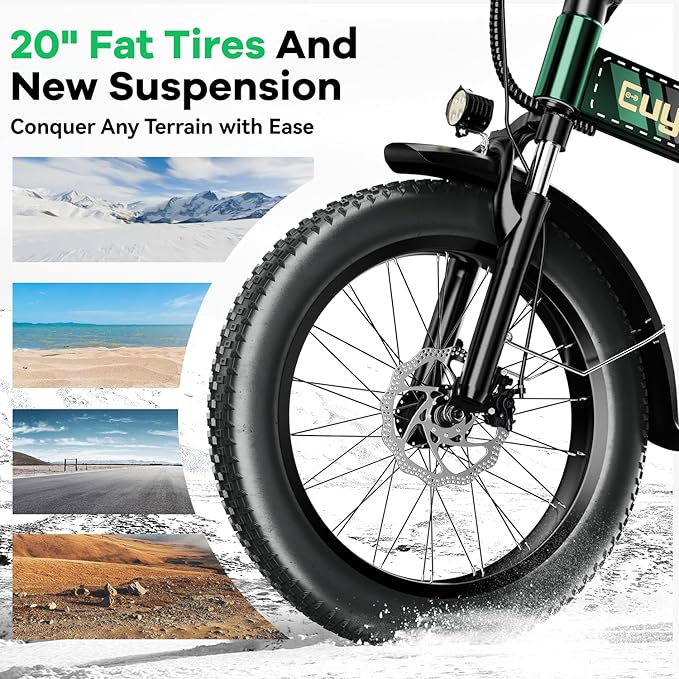 1000W Folding Electric Bike,48V 20AH Removable Battery E Bike,30+MPH,80 Miles Max Range Electric Bike for Adults,20" Fat Tire Foldable ebike,Adult Electric Bicycle for Commute Beach Snow