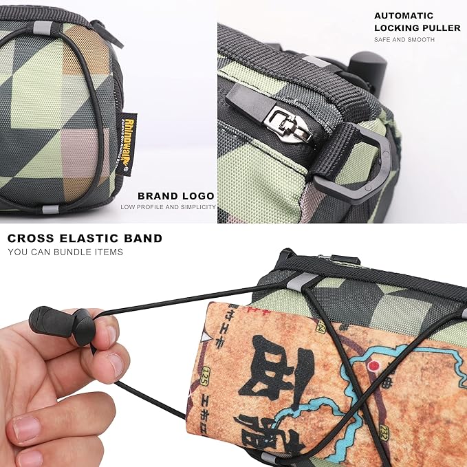 Rhinowalk Bike Handlebar Bag, Bicycle Front Bag Frame Storage Roll Bag Mountain Road Bikes Commuter Shoulder Bag Professional Cycling Accessories