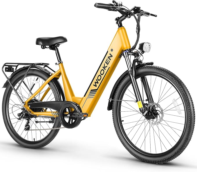 Wooken Electric Bike for Adults, 1000W Peak Ebike, 26" x 2.1" Tire Step Through Electric Bike, City Cruiser Ebike with 48V 10.4/15Ah Removable Battery, 7 Speed, SGS Certified to UL2849