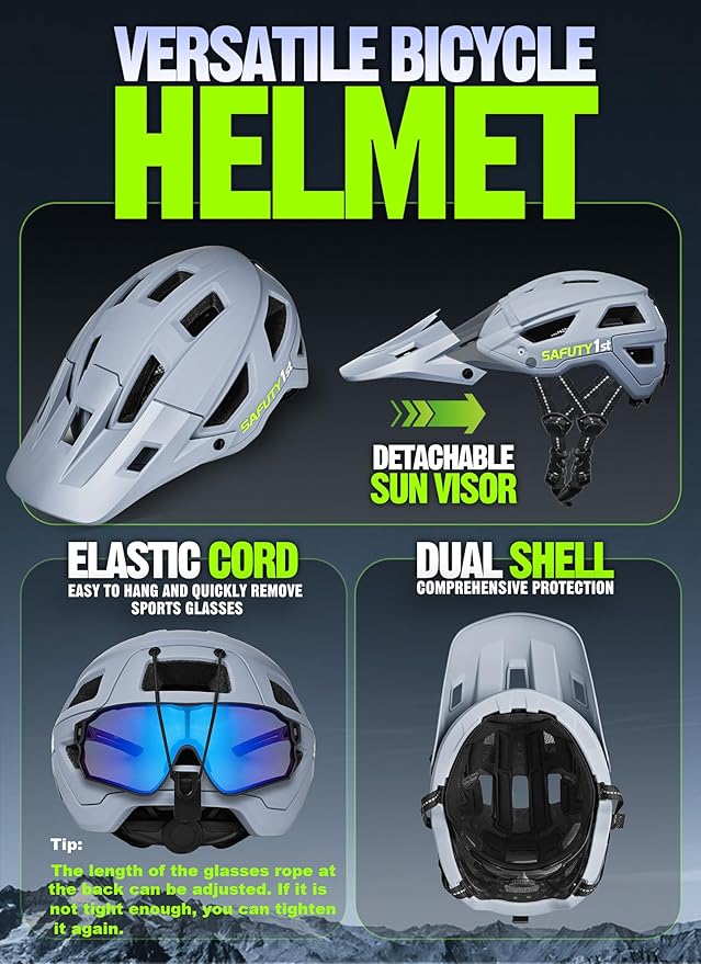 Mountain Bike Helmet for Adults & Youth Lightweight Impact-Resistant with Adjustable Dial & Removable Visor Unisex Helmet for Mountain Biking Bicycle Clcying