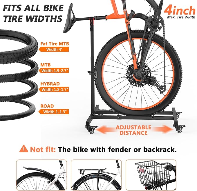 Vertical Bike Stand,Freestanding Space-Saving Bike Rack with Adjustable Height for Wheels Sizes up to 29”,Indoor Bike Storage Rack for Garage & Apartment, Upright Bicycle Floor Holder for MTB Road Bike