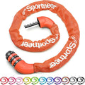 Sportneer Bike Lock: 5 Digit Combination High Security Anti Theft Bike Chain Lock - 3.2/3.6/4ft Heavy Duty Keyless Bicycle Lock for Bike, Motorcycle, Scooter, Door & Gate - 4/6mm Thick, Easy to Use