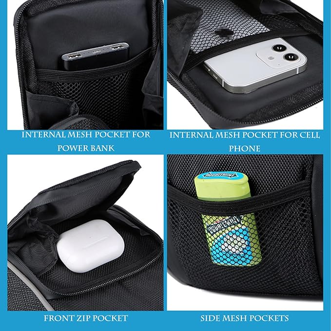Blue Camo Handlebar Bag, Waterproof Handlebar Storage Bag, Large Capacity Bike Front Bag with Easy Mount, Ideal for MTB and Road Cycling, 7" x 6" / 19 x 14 cm