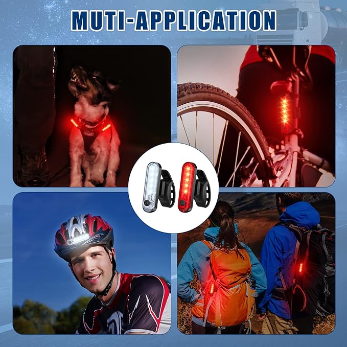 20 Pack USB Rechargeable LED Bike Tail Light Bicycle Rear Waterproof Bike Lights for Night Back Bicycle Taillights, 4 Light Mode Options, 20 USB Cables Included(Red, White)