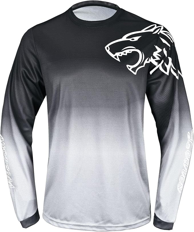 Men's Mountain Bike Shirts Long Sleeve MTB Off-Road Motocross Jersey Quick Dry&Moisture-Wicking