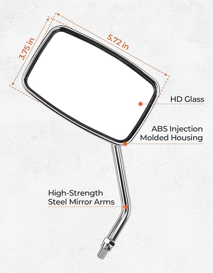 KEMIMOTO ATV Mirrors 8MM10MM Motorcycle Side Rearview Mirrors for 7/8" Handlebar Compatible with ATV Motorcycle Dirt Bike Scooter Snowmobile, Silver