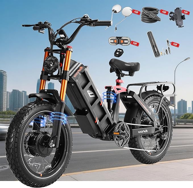 eAhora Juliet Pro 2/Juliet 2/Juliet Electric Bike for Adults 43Mph Peak 5400W/1700W/1200W Dual Motor Ebike 60V-52V 70Ah-60Ah 200+Miles Long Range Fat Tire Full Suspension Mountain Bike, E Bike
