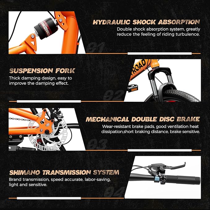26 Inch Adult Folding Mountain Bike, 21 Speed Foldable Bicycle with Full Suspension, High Carbon Steel Frame, Folding Bikes for Men/Women/Teen, Dual Disc Brake