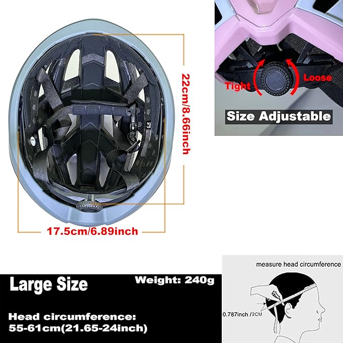Bike Helmet for Adults-Removable Liners & Size Adjustable- Road Bicycle Helmets in Mountain, for Youth & Adult Men and Female