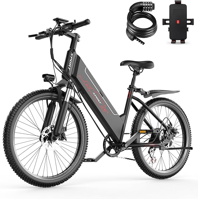 Electric Bike for Adults, 1500W Peak E bike with 48V 12Ah Internal Removable Battery, 26" Electric Bicycle Up to 25MPH, 65 Miles Long Range, 5 Modes & 7 Speeds, Lightweight Cruiser E-bike for Commute