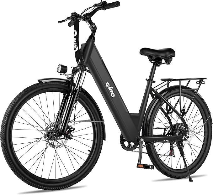 Qlife Cityone Electric Bike for Adults & Teens, Step-Through Commuter Ebike, 1000W Peak Motor, 55-Mile Range, 48V Removable Battery, 26-Inch City Tires, 7-Speed, Up to 25 MPH