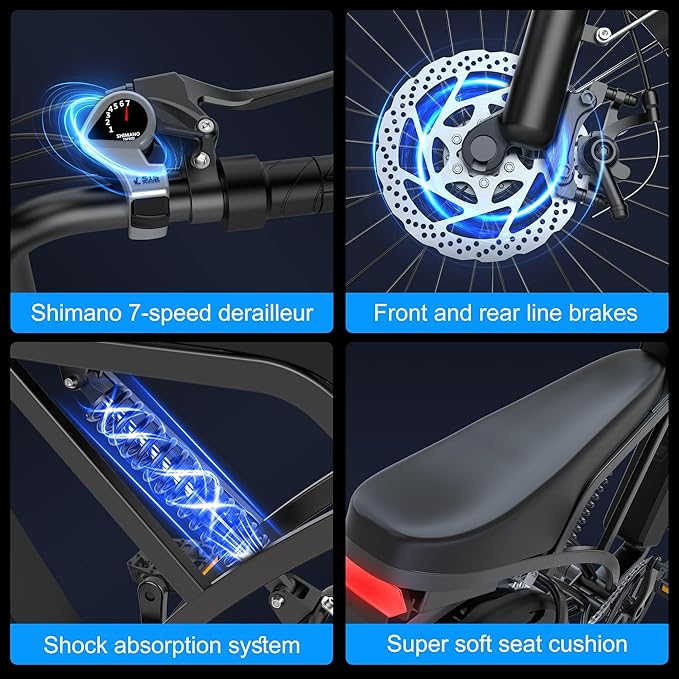 Retro Electric Bike for Adults,48V 20AH-1500/3000W Peak Motor Electric Bicycle-Max Speed 31-35MPH-Max 80 MI Range-20" x 4.0" Fat Tire Ebike,7-Speed, Dual Shock Absorber - UL 2849