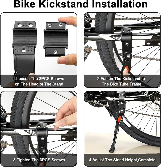 Bike Kickstand for Trek 8.6 Elite 820 820 WSD 830 8300 8500 910 920 930, Aluminum Adjustable Kickstand Foot Side Stand Suppor Rear Side Bicycle Stand with Non-Slip Rubber Foot,C