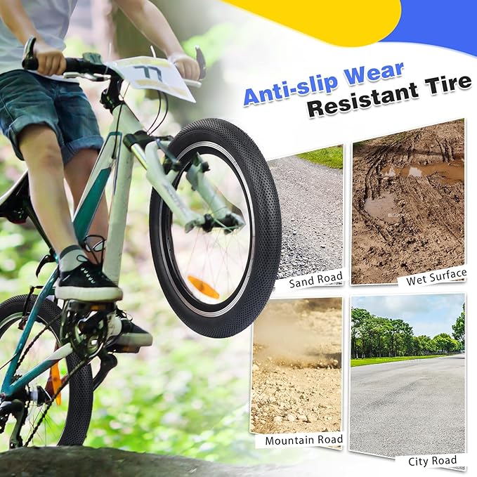 20 x 2.4 inch Bike tire Blue BMX tire 20 inch 2 Pack 20 Bike Tires,Kids Bike Tires Folding Replacement Tires Suitable for Bicycle Tires 20x2.35 20x2.4,20x2.5,3 Colors