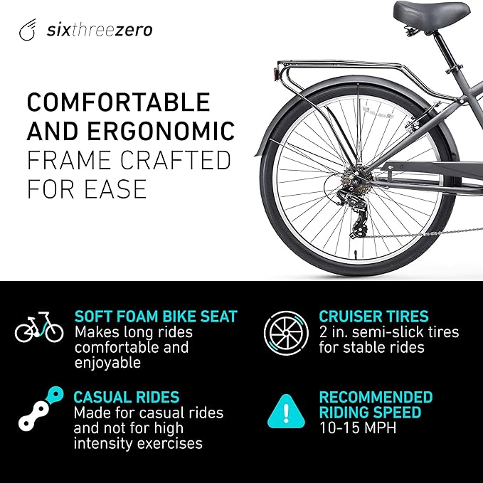 sixthreezero EVRYjourney Men's Steel Beach Cruiser Bike, Hybrid Bicycle with Rear Rack and Fenders, 26-Inch Wheels, Multiple Speed Options and Color Options