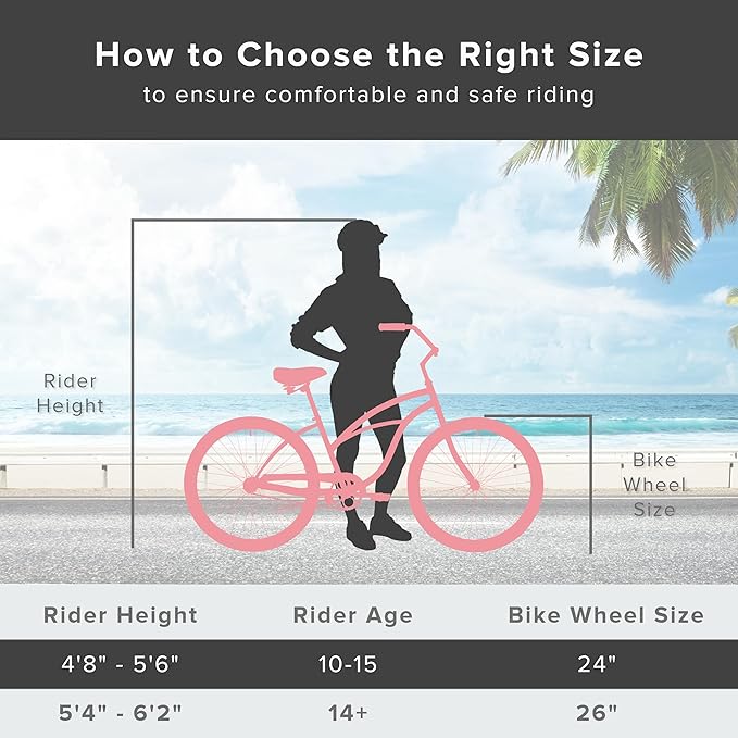 sixthreezero Urban Lady Beach Cruiser Bike, Women's 3 Speed Hybrid Bicycle