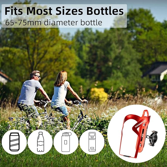 ROCKBROS Bike Cup Holder,2-in-1 Bicycle Bottle Bracket Aluminum Alloy Water Bottle Cages,Universal Rotation Cup Drink Holders for Bike Handlebars,Motorcycle,MTB,Boat,Walker,Wheelchair,Stroller，Orange