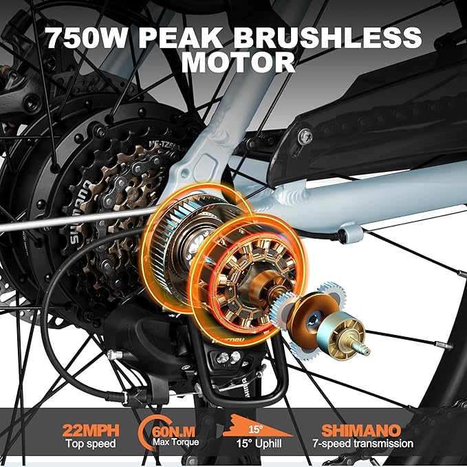 ACTBEST Core-Swept Electric Bike for Adults - 468Wh Removable Battery, Peak 750W Brushless Motor Cityrun Ebike,Up to 50 Miles, 26" Step Thru Commuter Electric Bicycle, with 7 Speed, E-Bikes