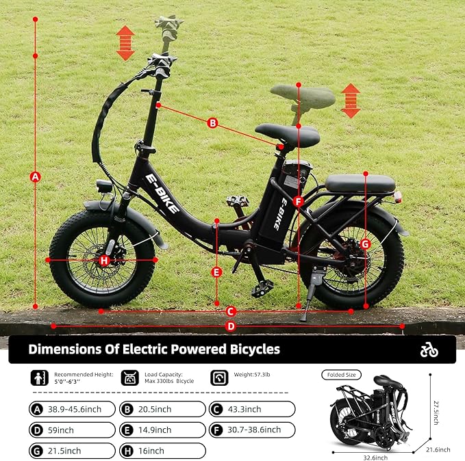 Electric Bike for Adults, 750W Long Range Foldable Ebike with One/Dual Removable Battery, 40-120 Mile/25-30MPH, 20"/16“ Fat Tire Electric Bicycle