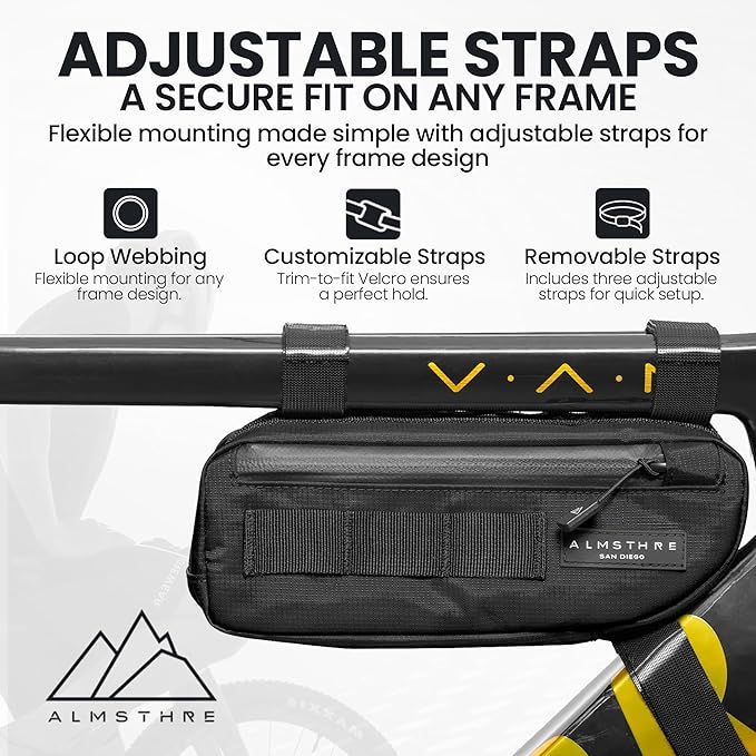 ALMSTHRE Bike Frame Bag | Weather-Resistant, Waterproof Zippers & Dual-Sided Access for Road, MTB, and Ebike Frames