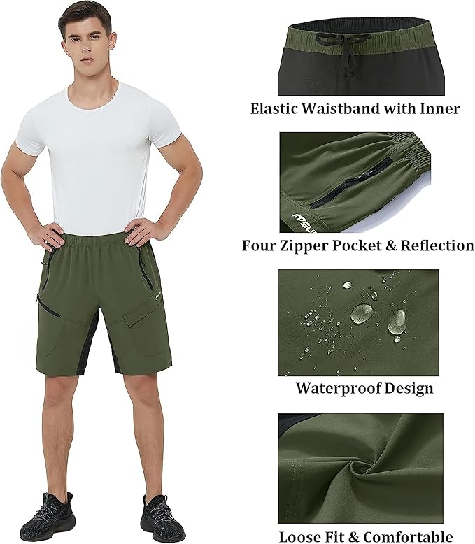 Men's Mountain Bike Shorts 3D Padded Baggy Bicycle Riding Cycling Shorts Quick Dry Lightweight Biking Shorts