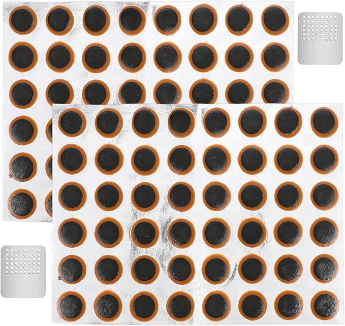 96 Pcs Bike Tire Repair Kit Bike Bicycle Tire Patches Rubber Patch Outdoor Cycling Bicycle Tire Tool Bicycle Inner Tube Puncture Patch Kits with 2 Pcs Metal Rasp for All Inflatable Inner Tubes