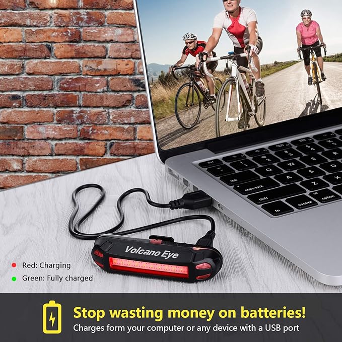 Bike Tail Light (2 Packs), USB Rechargeable LED Bicycle Rear Light, Ultra Bright Waterproof Bike Light for Cycling Safety, Red/Green/Blue 7 Light Modes Fits on Any Road or Mountain Bike