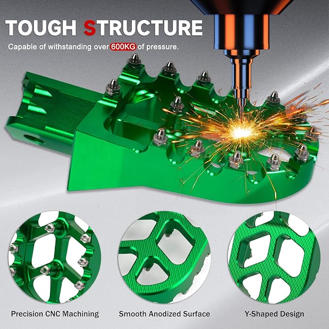 Mini Bike Foot Pegs CNC Anti-Slip Wide Footpegs for CRF50 CRF70 Coleman CT100U CT200U BT200X CC100X CRF XR50 70 110 125 SSR Apollo TaoTao Motorcycle Dirt Bike Pit Bike Pedals (Green)