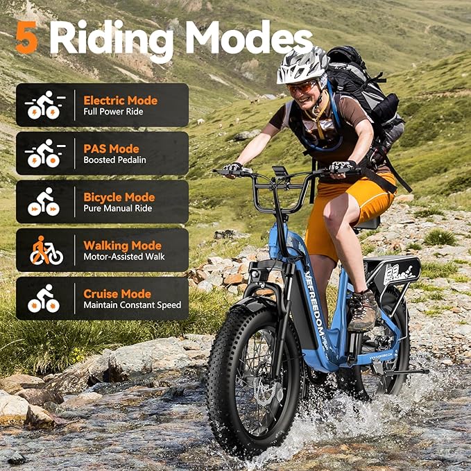 1500W Motor Electric Bike for Adults 80 Miles 30MPH Ebike 20" x 4 Fat Tire 48V 20Ah Removable Battery Mountain E Bike Commuter Front Suspension Bicycles Men Women