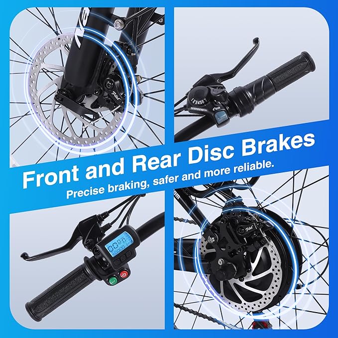 Electric Mountain Bike for Adults 26" Step-Over/Thru Commuter Ebike for Men Women, 540W/1100W Peak Motor, 374Wh/500Wh Removable Battery,7-Speed