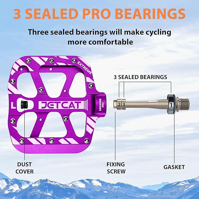 Mountain Bike Pedals Flat - MTB Pedals Flat, Bicycle Pedals, Road Bike Pedals, BMX Pedals, for BMX MTN Road Gravel EBike, Specialized Parts, Adults, Aluminum Metal Stamp 9/16"