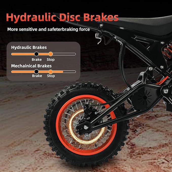 2000W Electric Dirt Bike for Teens & Adults - 37MPH Off-Road EBike, 48V 23AH Removable Battery E Bikes, 14"/12" Fat Tires Bicycle, Hydraulic Brakes Mountain Trail Motorcycle for Ages 13+