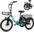 Qlife Triker Electric Bike, Peak 750W Brushless Motor Folding Trike Ebike, 468Wh Removable Battery, Step-Thru 3 Wheel Electric Bicycle, Up to 50 Miles, 20 Tire Tricycle for Adults