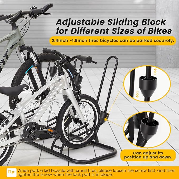 Bike Stand for 3 Bikes, Anti-Collision Design Protects Disc Brake & Derailleur, Waterproof Bike Rack Indoor/Outdoor/Garage Use, Fits Road/Kids/MTB Bicycles with 12"-29" Tires
