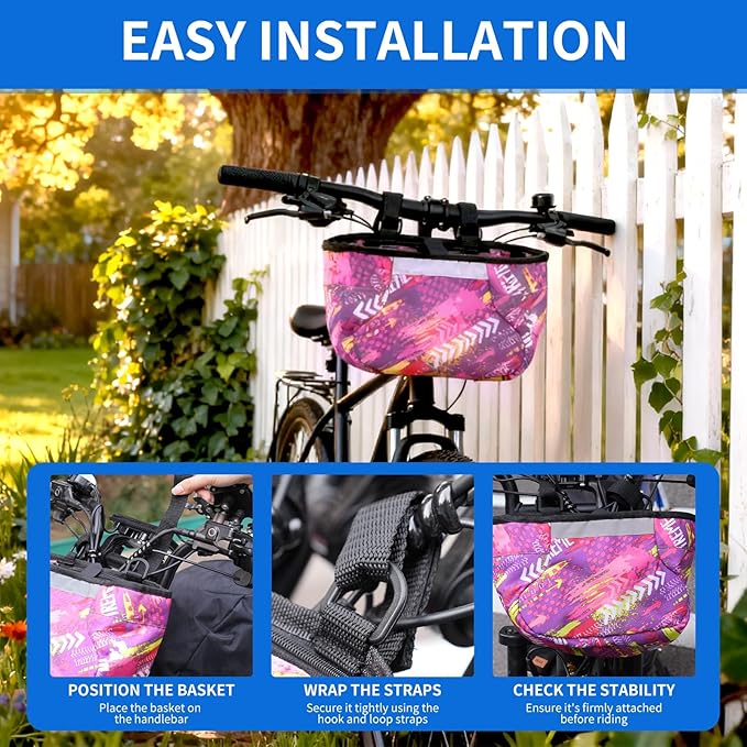 Kids Bike Handlebar Bag, Waterproof Bicycle Bags for Handlebars with Reflective Safety Straps, Multifunctional Cycling Front Pouch, Bike Crossbar Tool Storage Bag forBoys, Girls