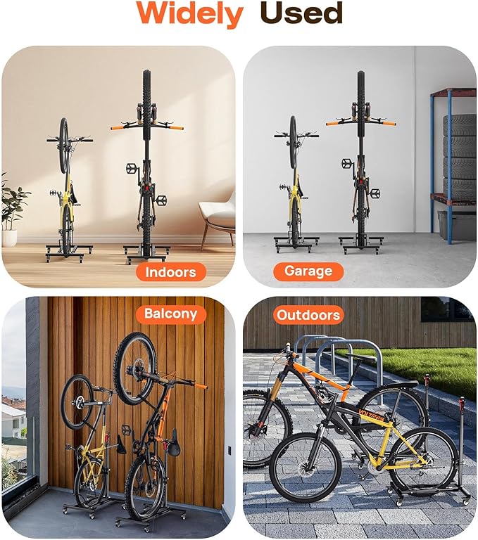 Housolution Vertical Bike Stand with Wheels up to 29", Adjustable Height, No Drilling holds up to 80lbs, Freestanding Bicycle Rack for Garage & Apartment, Bike Stand Floor for MTB/Road Bikes