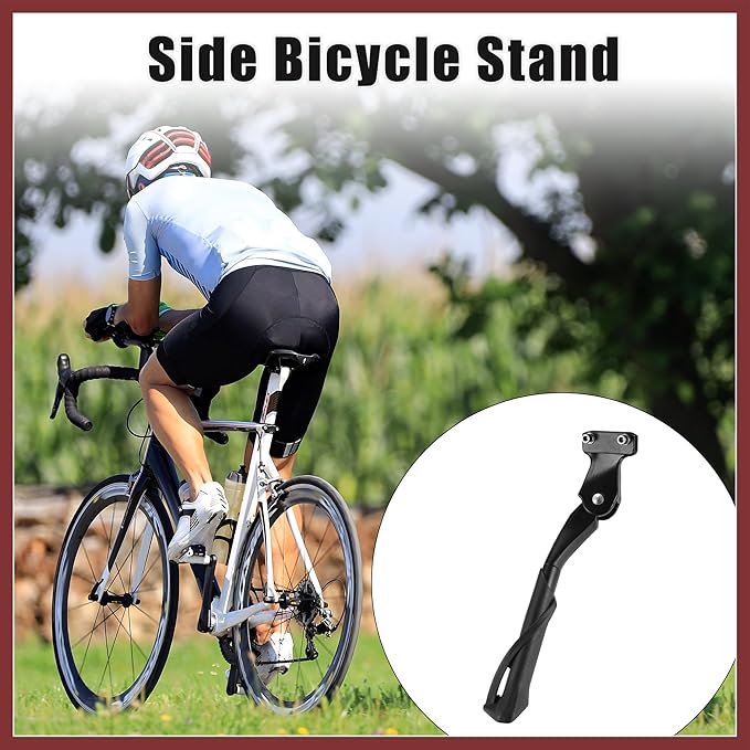 Fit 20-22 Inch Bicycles Adjustable Bicycle Stand with Central 2 Holes Non-Slip Side Stand Kickstand Bicycle for Mountain Bike E-Bike Trekking Replace Parts