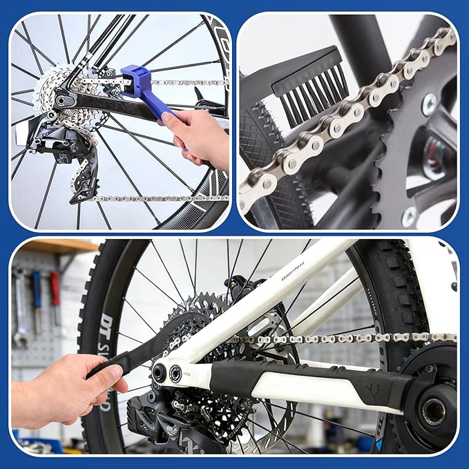 Nohumem] 5-in-1 Bike Chain Cleaner & Emergency Repair Tool Kit - Professional Bicycle Chain Scrubber, Gear Brushes, & 16-in-1 Multi-Tool - Complete Maintenance Set for Road, MTB, & E-Bikes(blue)