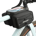 Rhinowalk Bike Frame Bag with Touch Screen Phone Pouch – Waterproof Bicycle Top Tube Bag with Rain Cover, Dual Side Storage for Cycling Accessories (Black)