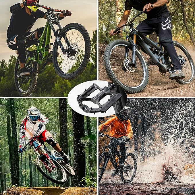 Mountain Bike Pedals MTB Pedals, Large Size Aluminum Alloy Body with Boron Steel Spindle, Equipped with DU Bearings, Ideal for Off-Road Cycling