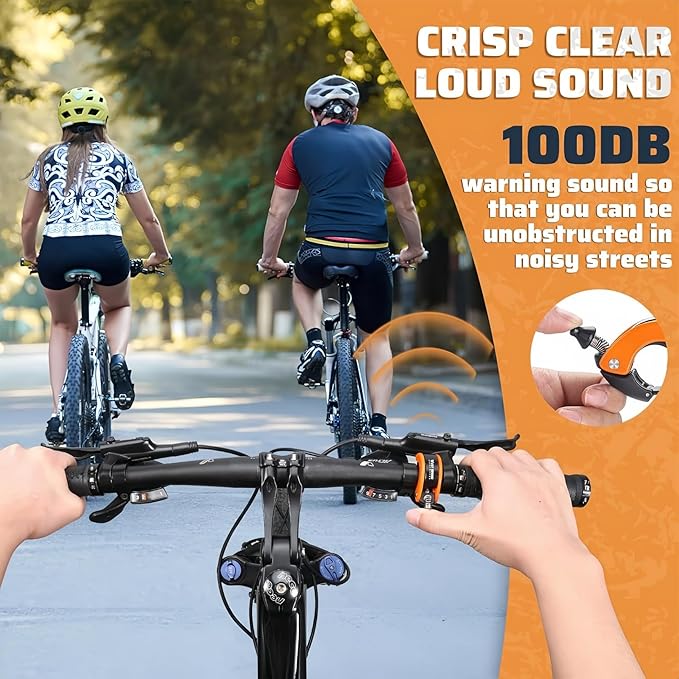 Ultra-Loud Hidden Bike Bell - Ideal for Adults & Kids | 100dB Clear Ring | Fits 22.2mm/0.78in Handlebars | Also for e-Scooters & Walkers ﻿