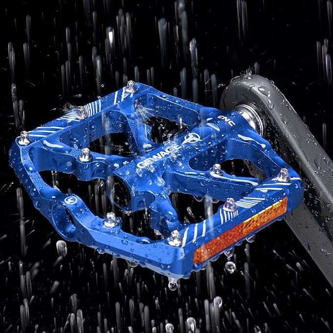 Bike Pedals 9/16 Inch - Bicycle Pedals with Reflectors - 3 Sealed Bearings MTB Pedals Wide Platform Pedals for Mountain Bike, BMX, Road Bike Pedals