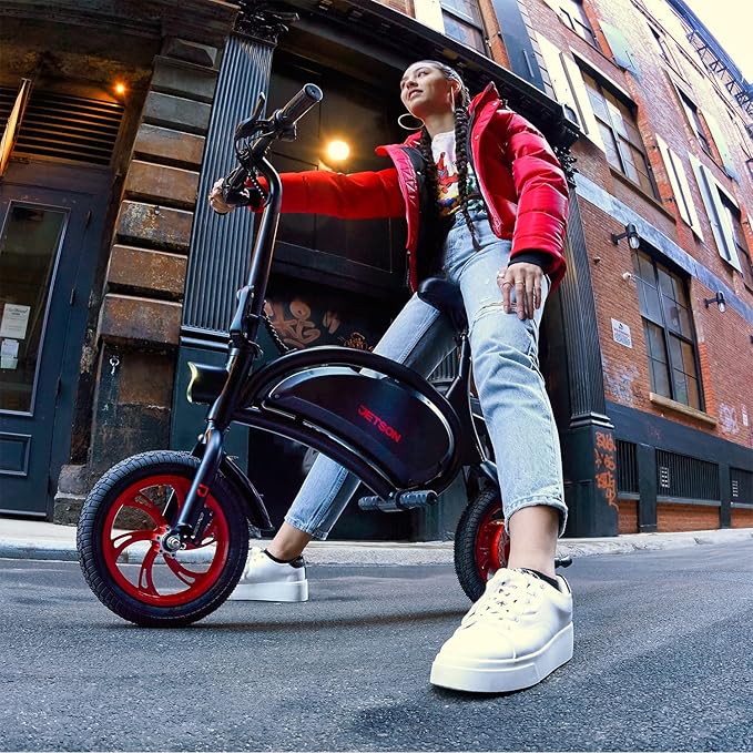 Jetson Bolt Electric Bike, Foot Pegs, Easy-Folding, Built-in Carrying Handle, Twist Throttle, Cruise Control, Up to 15.5 MPH, Range Up to 15 Miles, Ages 13+
