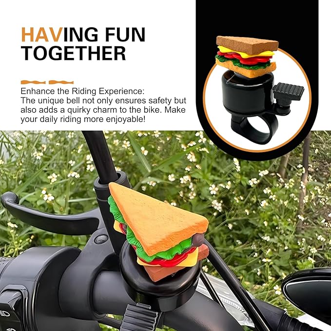 Bike Sandwich Bell, Aluminum Alloy Bicycle Bell with Plastic Base, Loud Crisp Clear Sound Bicycle Bells, Universal for Road Mountain Scooter Tricycles Bike