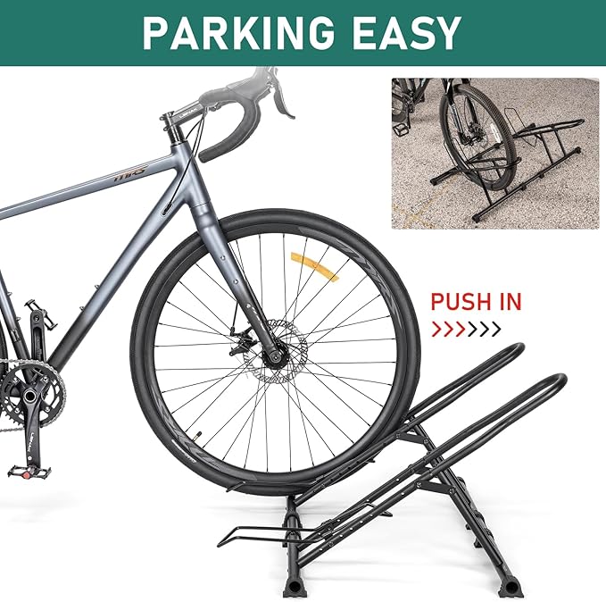 cyclists Indoor Bike Floor Stand - Bike Rack Floor Parking for Garage/Home - Bike Storage Bicycle Parking Rack Fit 20”-29” Mountain Road Bikes (For 2 Bikes)