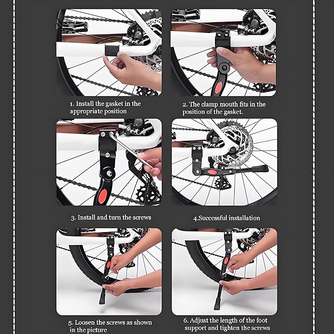 Bike Kickstand for Orbea Gain D Gain M H20 Katu Keram Laufeny Laufeny H10 Loki, Adjustable Kickstand Foot Side Stand Support, Aluminum Rear Side Bicycle Stand for Bike with Non-Slip Rubber Foot