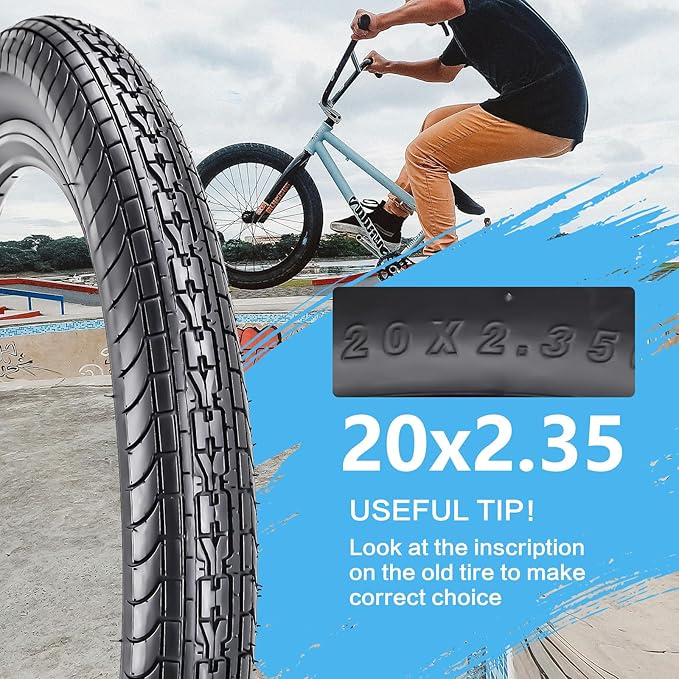 SIMEIQI 26x2.35 20x2.35 Inch Cruiser Beach Bike Tire Black White Wall or Brown Cream Wall Folding Replacement Bicycle Tire for Hybrid City Commuter Trail