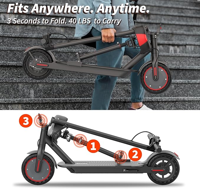 Folding Electric Scooter for Adults with Seat- 19MPH & 21-Mile Range, 350W Motor, 8.5" Solid Tires with App Control & Dual Brake System - UL2272 Certified Commuter E-Scooter