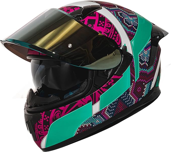 HAX Obsidian Full Face Dual Visor Adult Motorcycle Helmet for Motorbike Street Bike with Pinlock Ready DOT Approved HUICHIOL Aqua XL